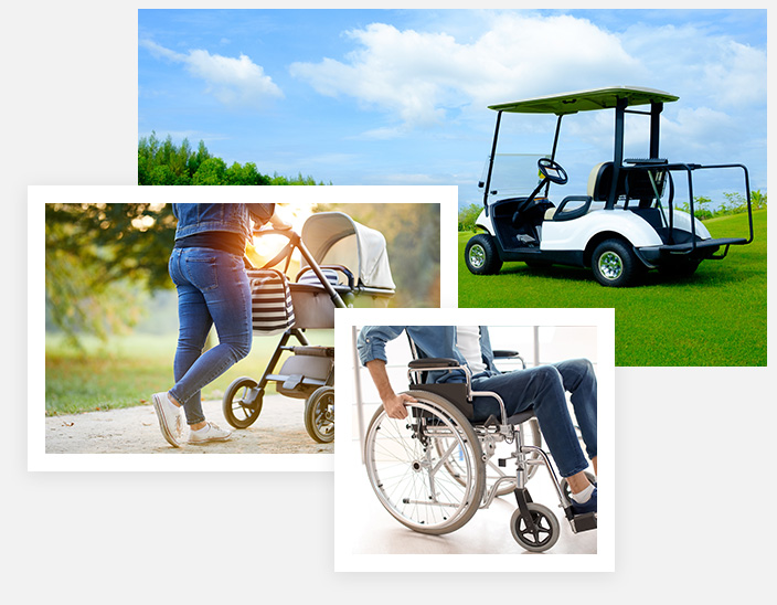 Equipment available for rent: Golf cart, baby stroller, wheelchair.