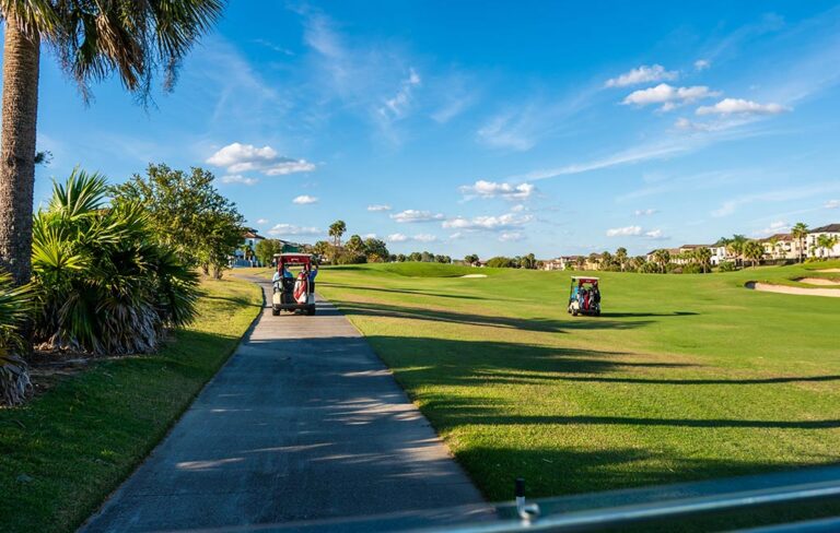 Driving golf carts on a golf course