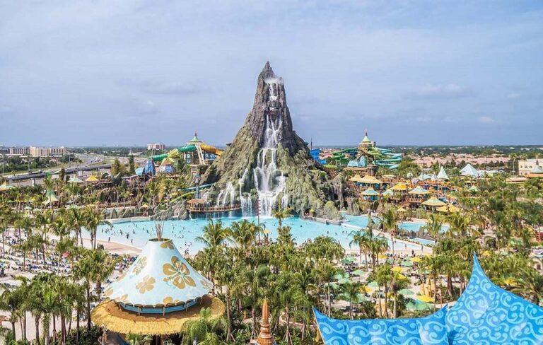 View of Universal's Volcano Bay water park