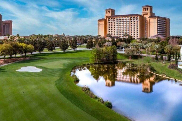 Exterior view of golf course and hotel of the Ritz-Carlton Orlando