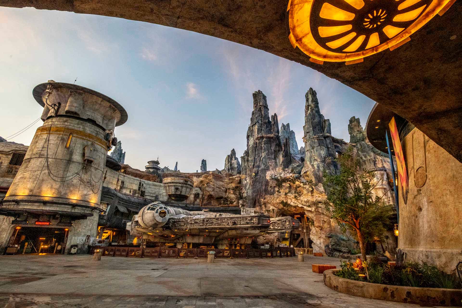 View of the Millennium Falcon at Star Wars: Galaxy's Edge in Disney's Hollywood Studios