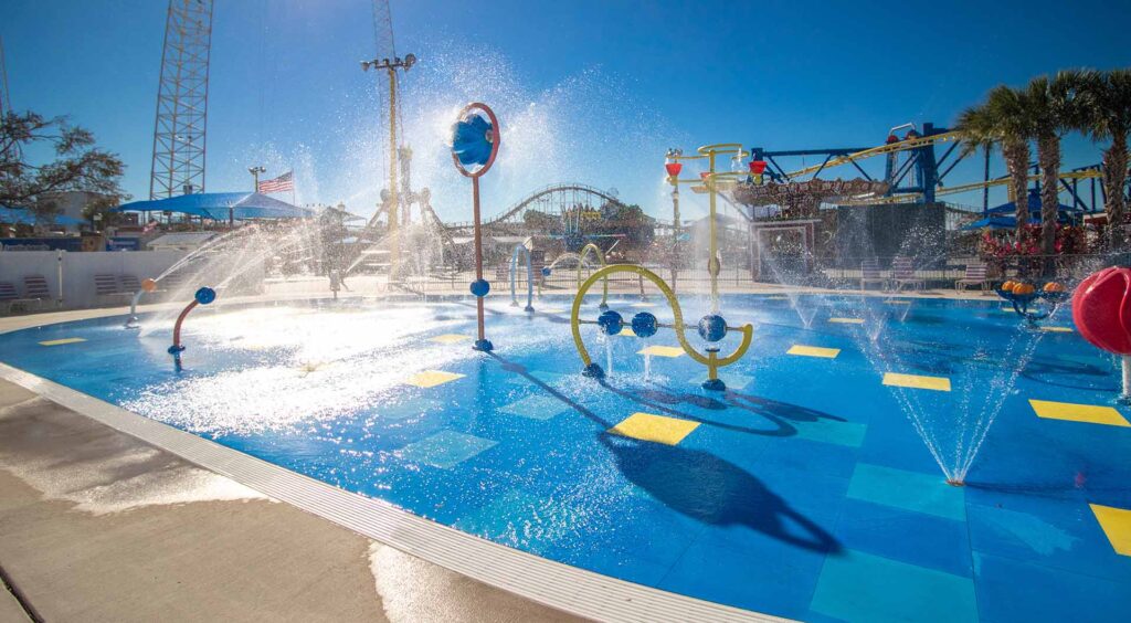 The splash pad at Fun Spot America in Orlando, Florida